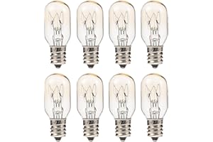 POPETPOP E12 120V Incandescent Refrigerator Bulbs 8 Pack Sturdy Glass Material for Freezer and Range Hood