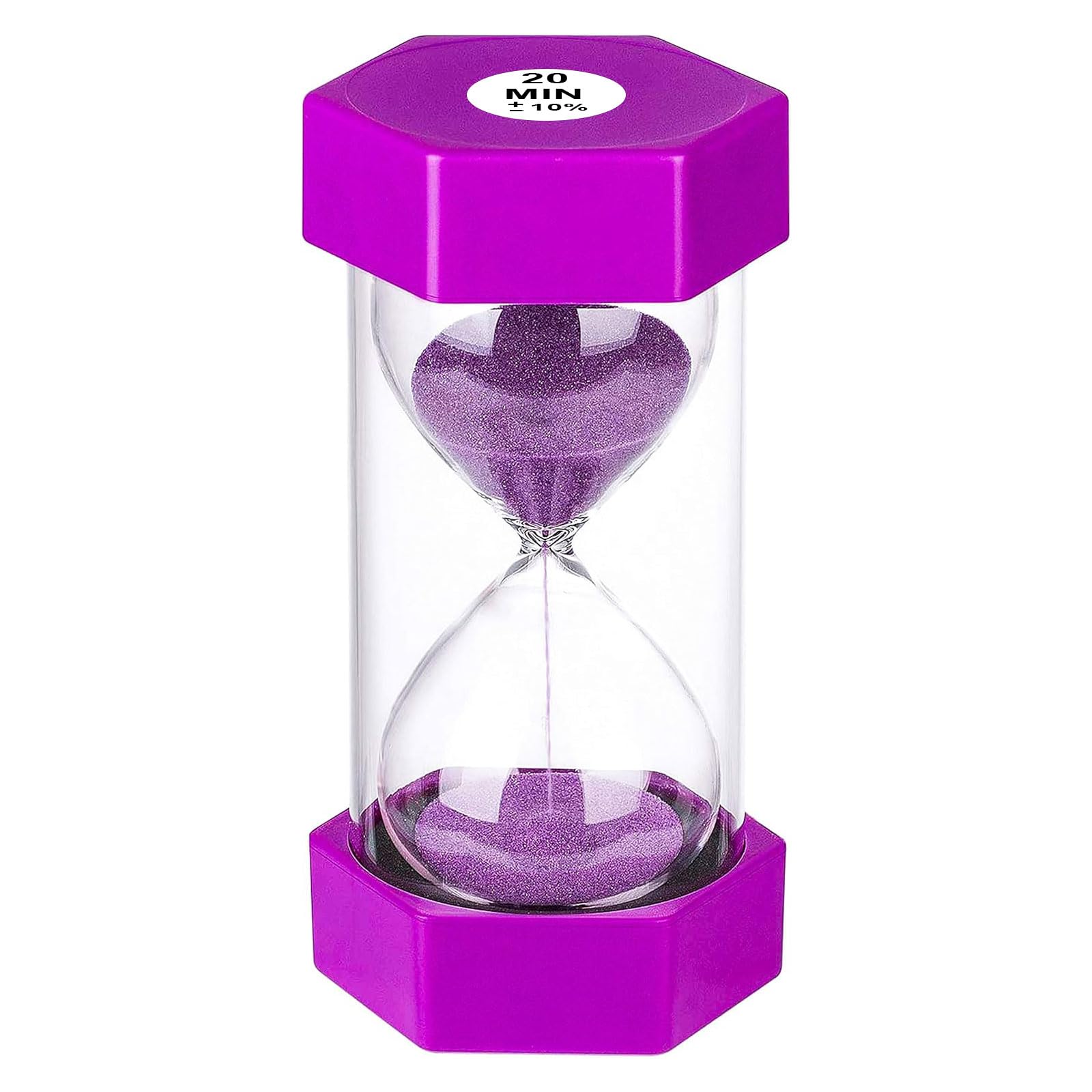 Sand Timer 20 Minutes Hourglass timer, Giant Purple Sand Clock 20 Minutes, Plastic 20 Min Glass Colorful Sandglass Timer for Kids, Games, Classroom, Kitchen, Decor