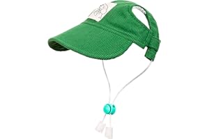 MIANHUATANG Pet Dog Baseball Cap, Cat Hat, Cat Dog Sun Cap with Ear Holes, Adjustable Puppy Outdoor Sun Hat (Green, Medium)
