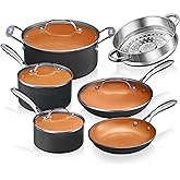 GOTHAM STEEL 15 Pc Ceramic Cookware Set, Ceramic Pots and Pans Set Non Stick with Cooking Utensils and Steamer, Non Toxic PFOA PFOS Free, Premium Stay Cool Handles, Oven & Dishwasher Safe