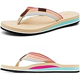 Pevino Women's Orthotic Flip Flops,Casual Comfortable Yoga Mat Thong Sandal with Arch Support