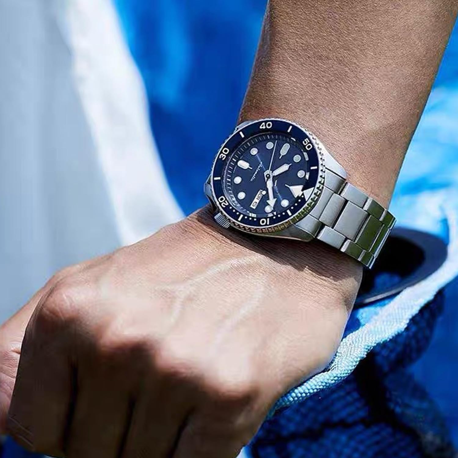 Danxancy Stainless Steel Watch Band Curved Ends Tapered 18mm 19mm 20mm 21mm 22mm 24mmFlexible Metal Watch Strap Smartwatch Bracelet Deployment Double FlipLock Buckle Silver Black Gold