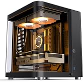 JONSBO TK-1 Black Micro ATX Mini Tower Computer CASE, Hyperboloid Glass Design, Separated Cabinet Structure, Al Alloy Shell Matx Desktop PC Case, Support ATX Power supply/240 AIO, Black