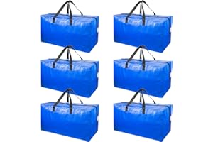 DINRUIAG Extra Large Moving Bags with Strong Handles, 6 Pack Heavy Duty Storage Bags with Smooth Zipper, Oversized Storage Tote for Clothes Moving Supplies Dorm Essentials Household Containers