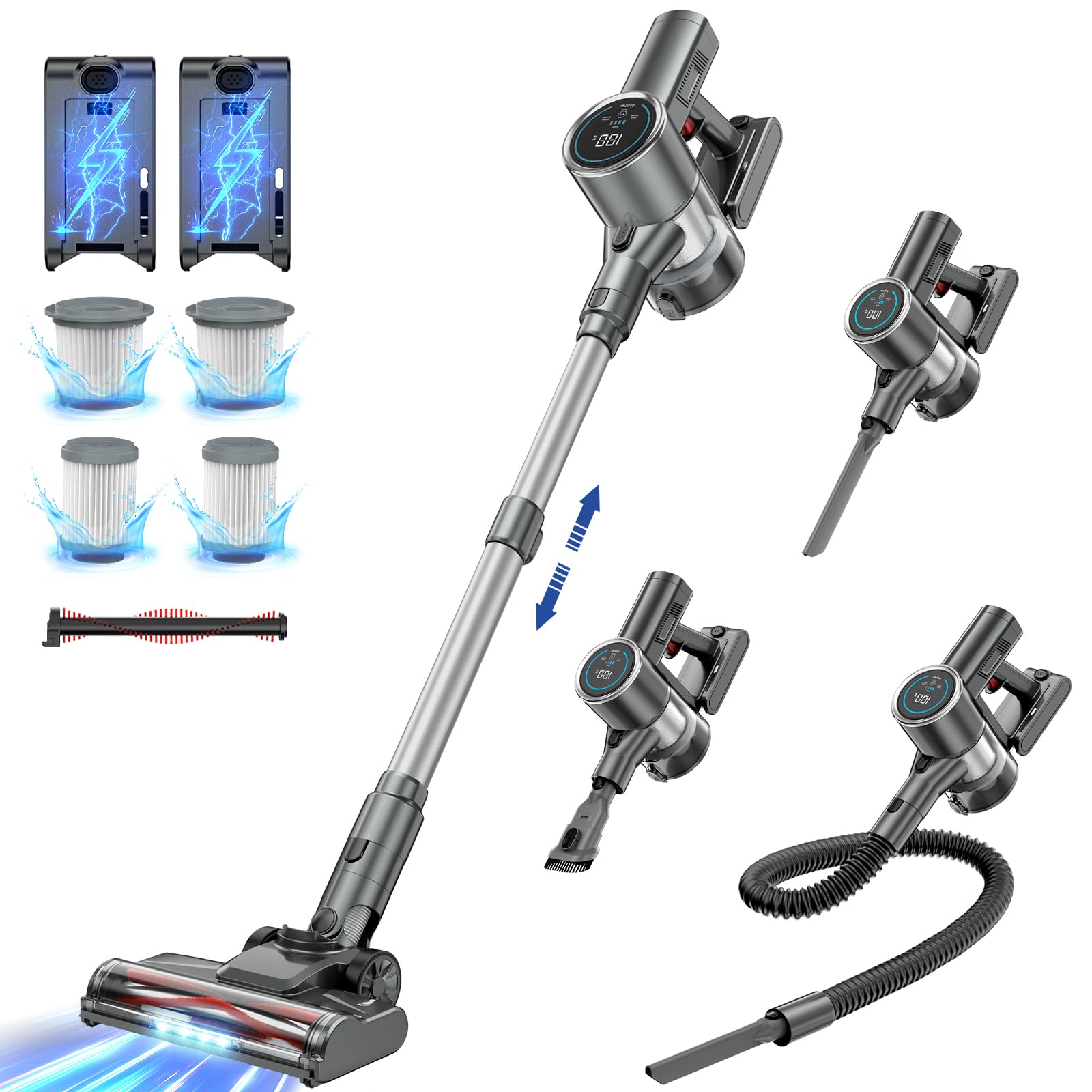 Photo 1 of Airpher Cordless Vacuum Cleaner, 350W 30Kpa Lightweight Stick Vacuum, Handheld Vacuum Cordless with LED Display Brushless Motor, Anti-Tangle Vacuum Cleaner for Home, for Carpet & Hard Floor Pet Hair