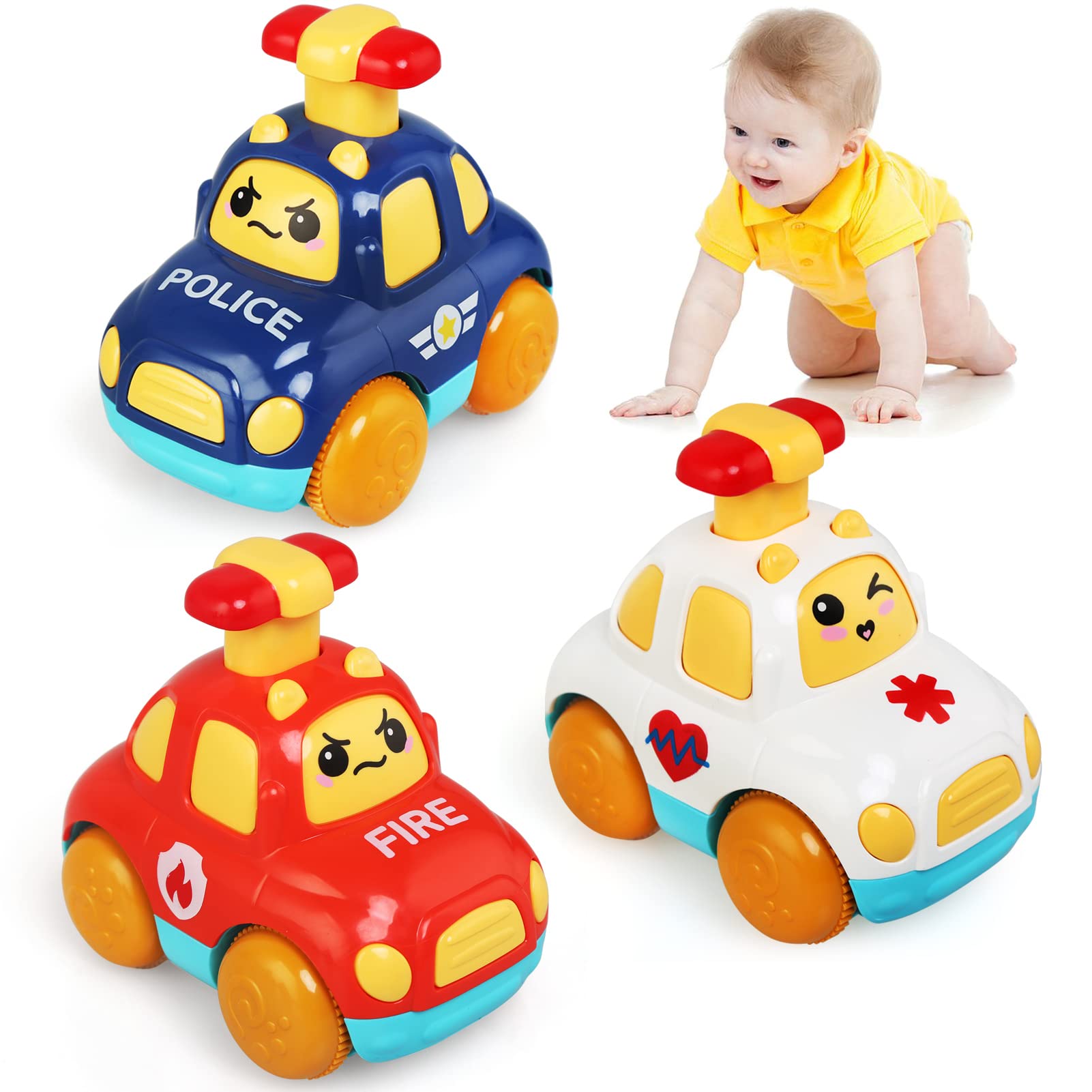 LEADSTAR Baby Toy Cars,Cartoon Wind up Cars for 1 Year Old Boy Gifts Press and Go Toddler Toy for Toddlers 1-3 Baby Toys 12-18 Months Gifts for 1 2 3 Year Old Boys Girls