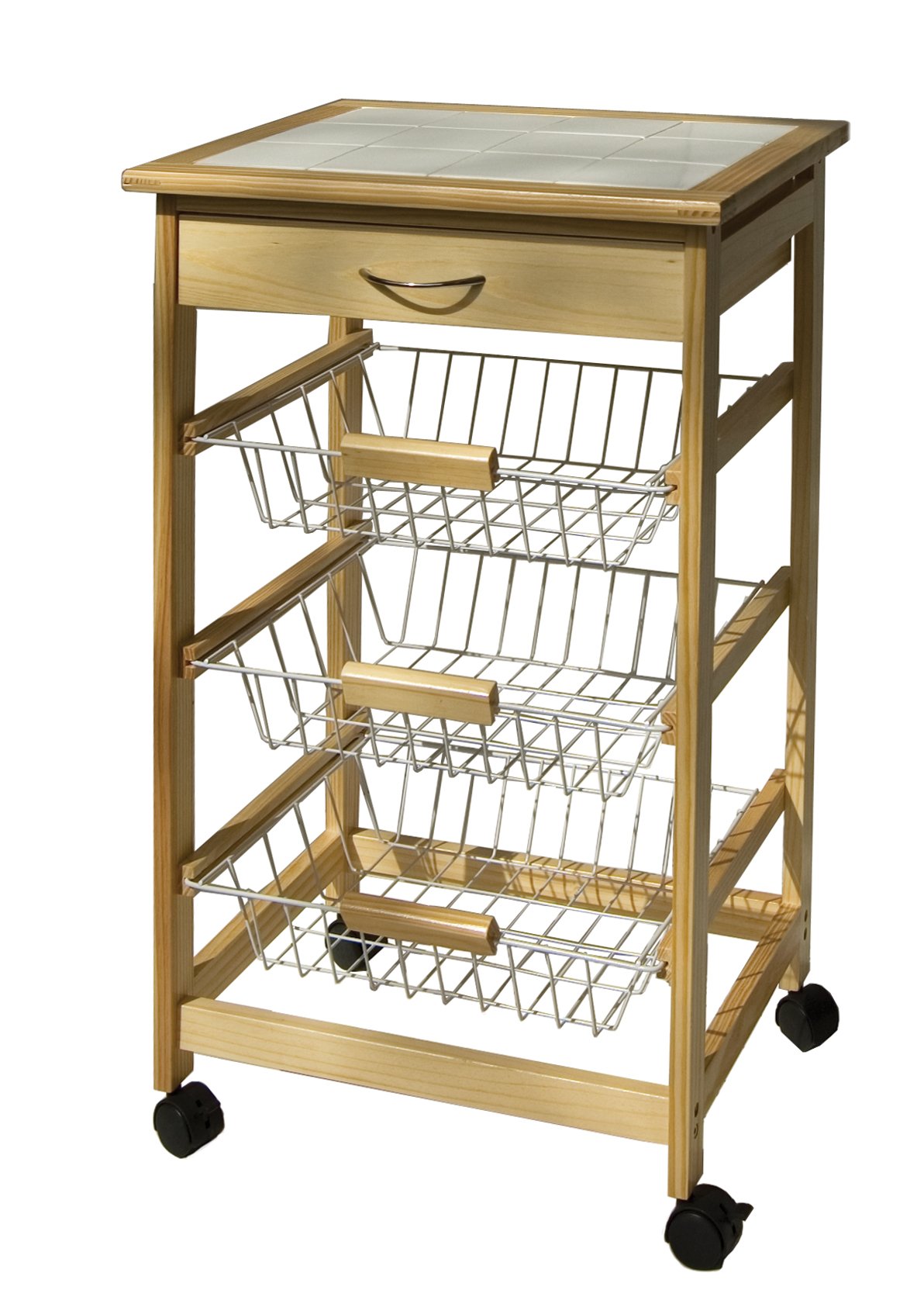 Kitchen Cart Rolling Dining Carts Baskets Drawer Storage Coffee Maker