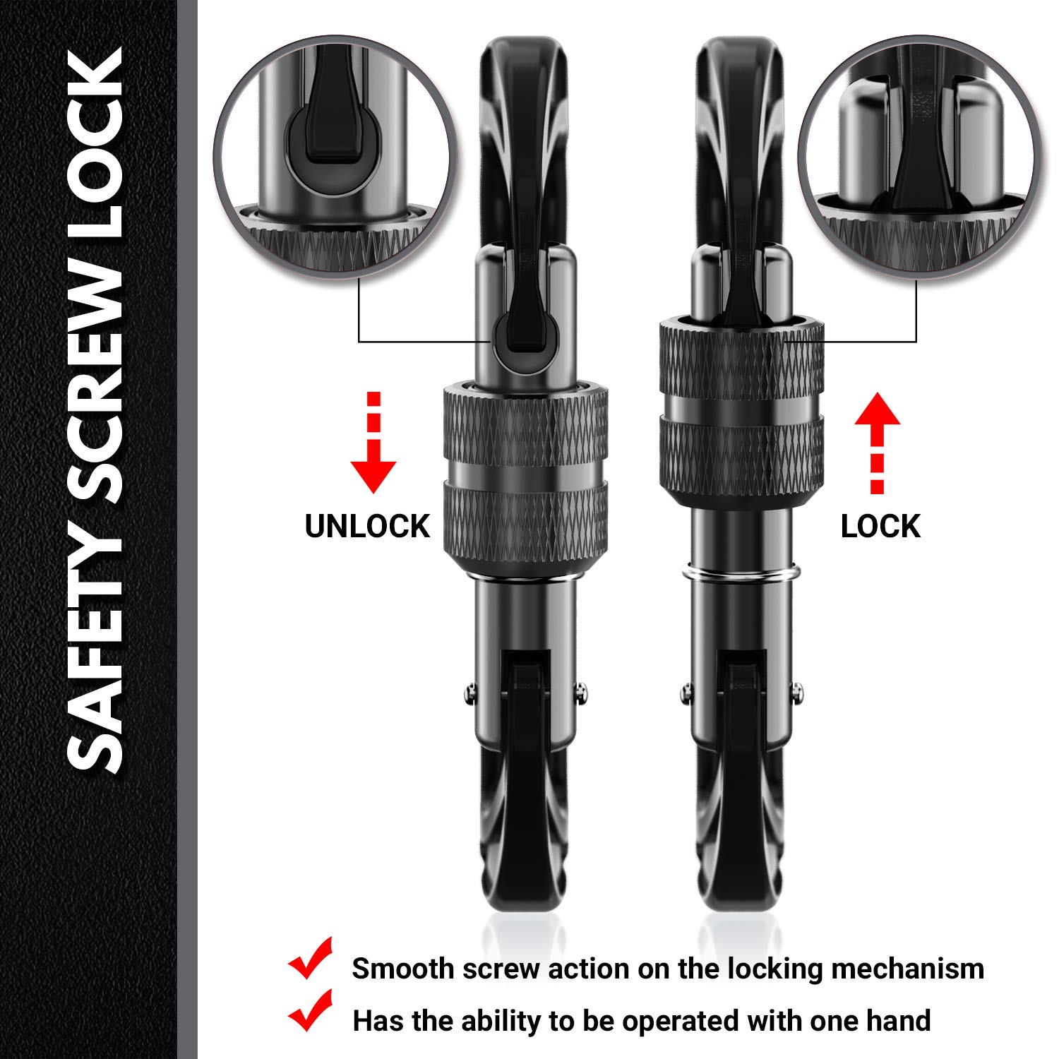 12kN (2697 lbs) Heavy Duty, Locking, Auto Locking, Wiregate Carabiner Clips, for Securing Pets, Outdoor, Camping, Hiking, Hammock, Dog Leash Harness, Keychains