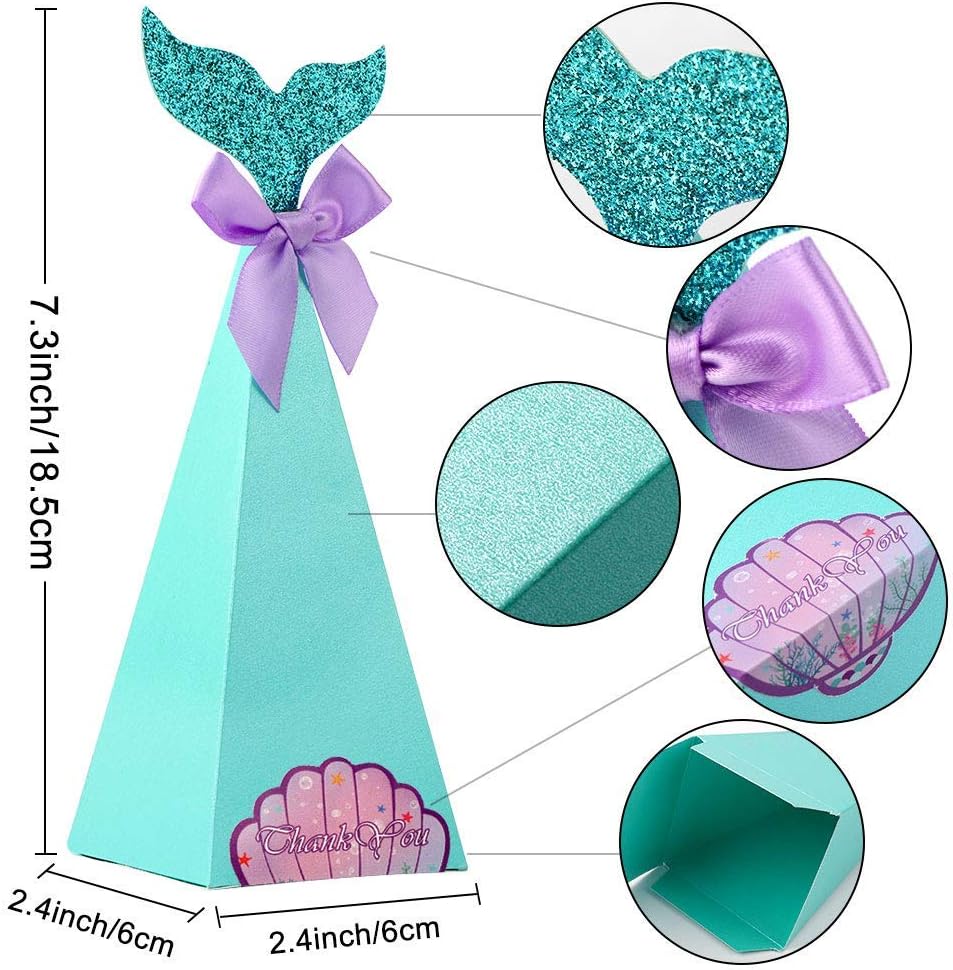 HOWAF 30 Pack Mermaid Party Boxes for Kids Girl Party Supplies Decorations Favour Mermaid Party Birthday Baby Shower - Image 4