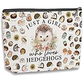 Hedgehog Gifts for Women Girls Hedgehog Makeup Bag Hedgehog Stuff Merch Animal Lover Funny Birthday Christmas Gift for Hedgehog Lovers Daughter Sister Bestie Niece Just A Girl Who Loves Hedgehogs