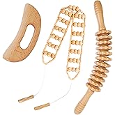 Dukucr 3Pcs Wood Therapy Massage Tools Lymphatic Drainage Massager Wooden Massager Body Sculpting Tools for Maderoterapia,Anti-Cellulite,Pain Relief(3-in-1 Massager)