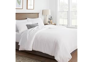 Mayfair Linen Oversized King Duvet Cover, 800 Thread Count Sateen 1 Piece Egyptian Cotton Duvet Cover, 100% Pure Cotton Comforter Cover, Zipper Closure, 7 Corner Ties - (White)