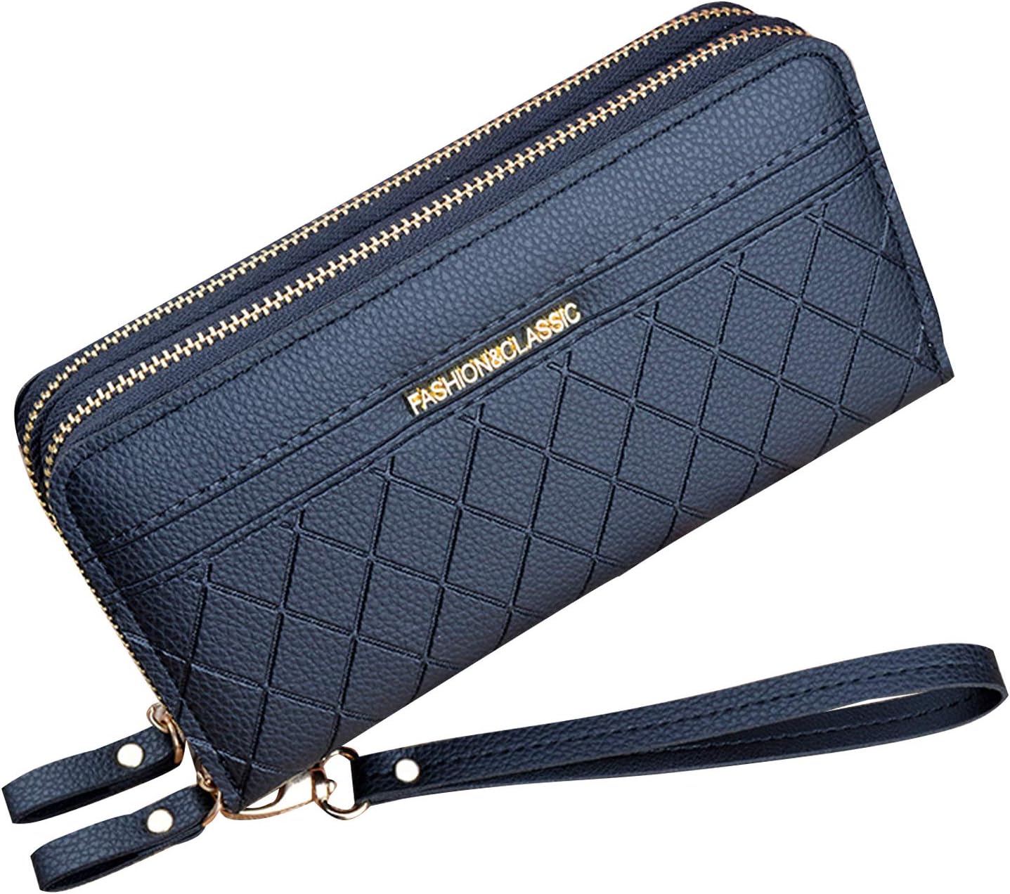 Yixuan Ladies Purse with Double Zipper Coin Purse PU Leather Phone Wallet for Women Large Capacity Long Clutch Wallet with Multiple Card Slots(Black1)