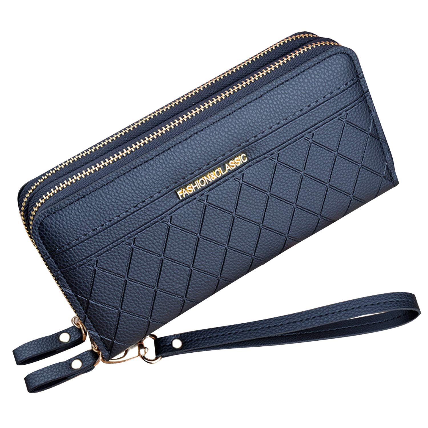 Yixuan Ladies Purse with Double Zipper Coin Purse PU Leather Phone Wallet for Women Large Capacity Long Clutch Wallet with Multiple Card Slots(Black1)