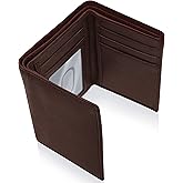 Trifold Wallets for Men - Slim RFID Blocking Wallet for Securing Personal Data - Front Pocket Friendly Genuine Leather Wallet - Mens Wallets Trifold with ID Window - Tri Fold Wallet Gifts for Men