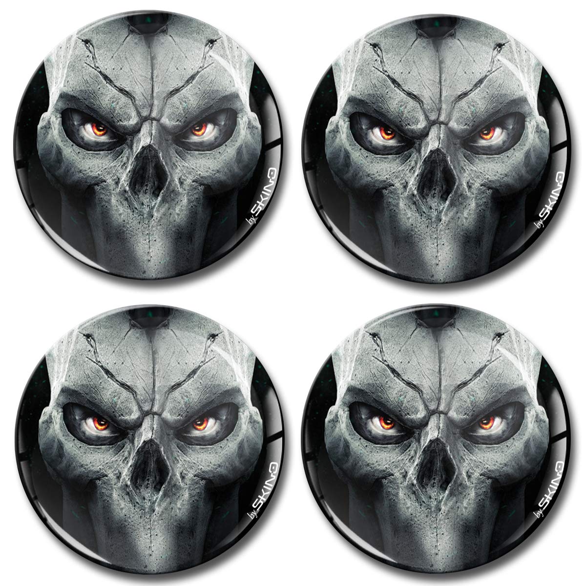 Biomar Labs® 4 x 68mm 3D Domed Car Wheel Centre Rims Hub Skull Stickers Decals For Caps Vehicle Auto Tuning Emblem A 1668 Z*