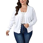 SECRETEYARD Womens Plus Size Open Front Cardigan Long Sleeve V-Neck Lightweight Casual Sweaters