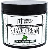 Taconic Shave, All Natural Shave Cream – Highly-Concentrated, Shaving Cream for Men and Women – 4 oz. Moisturizing Shaving Cream Tub with Skin Soothing Ingredients – Cooling Eucalyptus & Mint