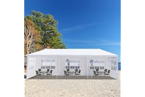 GAINVIEYEE 10'x30' Party Tent Outdoor Event Tents with 8 Removable Sidewalls, Heavy Duty Gazebo, Large Canopy Waterproof for Parties Patio Birthday All Season White