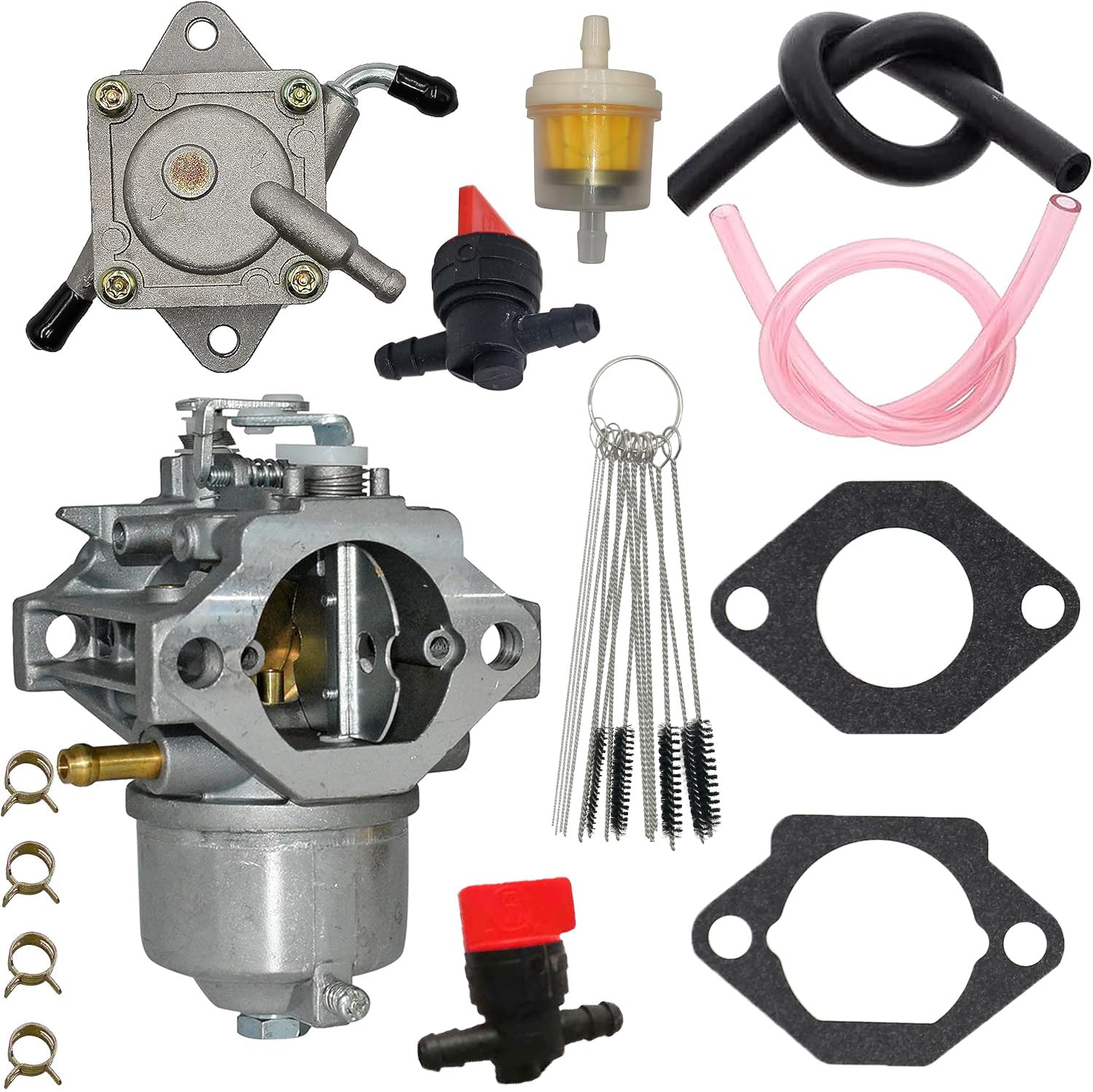 Photo 1 of 15003-2296 Carburetor Fit for John Deere 180 185 260 265 GS75 HD75 Lawn Mower Tractors for Kawasaki FC540V 17HP Cycle M97274 M97275 Engine Assembly Carb with Fuel Pump