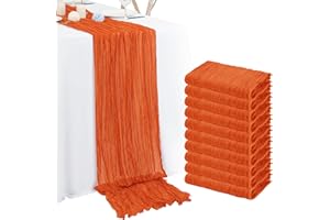 Lumaycens 10 Pack 10Ft Orange Cheesecloth Table Runner Boho Romantic Gauze Table Runner Cheese Cloth Long Table Runner for Wedding Party Bridal Shower Thanksgiving Christmas Decoration