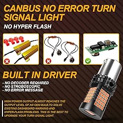 NATGIC Amber 1156 P21W LED Bulb Yellow Canbus Error