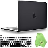 UESWILL Compatible with 2019/2020 Release MacBook Pro 16 inch Model A2141, Smooth Soft Touch Matte Hard Case + Black Keyboard Cover, Black