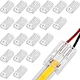 COB LED Strip to Wire Connector 20 Pieces Waterproof LED Adapter Connectors Transparent Solderless LED Light Strip for Unwired Gapless Track Lighting(2 Pin, 10 mm)
