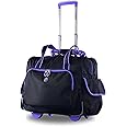 Olympia U.S.A. Deluxe Lightweight Rolling Overnighter Case Overnight Laptop Bag Weekender Travel Carry-On Suitcase Luggage with Wheels and Adjustable Push-Down Handle