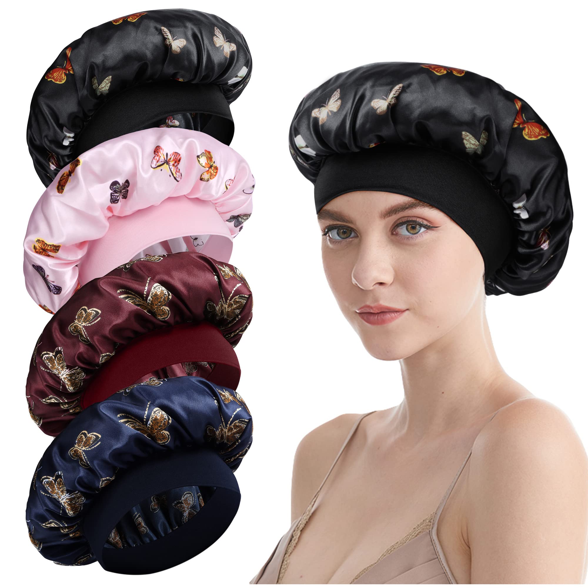 Hair Bonnet for Women – Soft Breathable Hair Cap Shower Caps for Braids Natural Hair