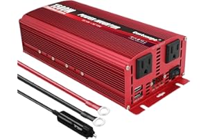 Cantonape 1500W/3000W(Peak) DC 12V to 110V AC Power Inverter with Dual AC Outlets Dual 3.1A USB Car Adapter and Cigarette Lighter for Car Home Truck Outdoor Red