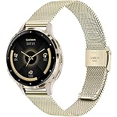 TRUMiRR Women Band for Venu 3S / Venu 4 41mm Smart Watch, Mesh Stainless Steel Watchband Soft Gold Strap for Garmin Venu 2S / Vivomove 3S / Forerunner 265S