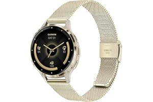 TRUMiRR Women Band for Venu 3S (41mm) Smart Watch, Mesh Stainless Steel Watchband Soft Gold Strap for Garmin Venu 3S / Venu 2S / Vivomove 3S / Forerunner 265S