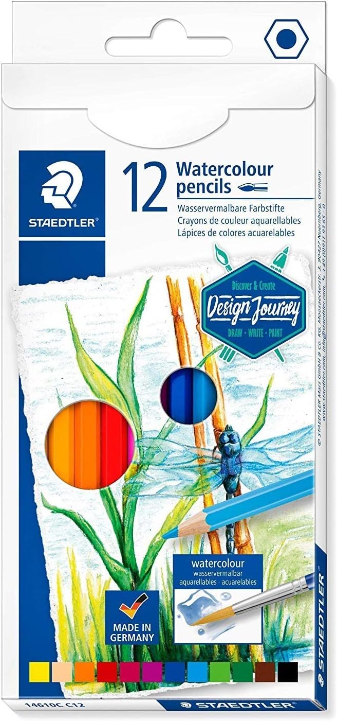 Staedtler Journey 14610C Box of 12 Assorted Watercolour Pencils, Multicolored, 12 count (Pack of 1)