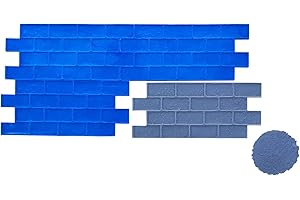 Worn Brick Running Bond Concrete Stamp Set by Walttools | Classic Masonry Paver Pattern, Sturdy Polyurethane Texturing Mats, Decorative Realistic Detail (5 piece)