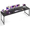 Huuger Computer Desk, 80 Inch Office Desk, Gaming Desk with Storage, Writing Desk Work Desk for Home Office, Study, Long Simple Desk, Large Legroom, Metal Frame, Black