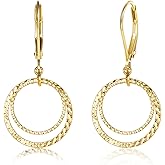 Sterling Silver Circle Leverback Earrings for Women Gold and Silver Circle Textured Drop Dangle Earrings Jewelry Hypoallergenic Hammered Leverback Sterling Silver Dangle Earrings for Jewelry Gifts