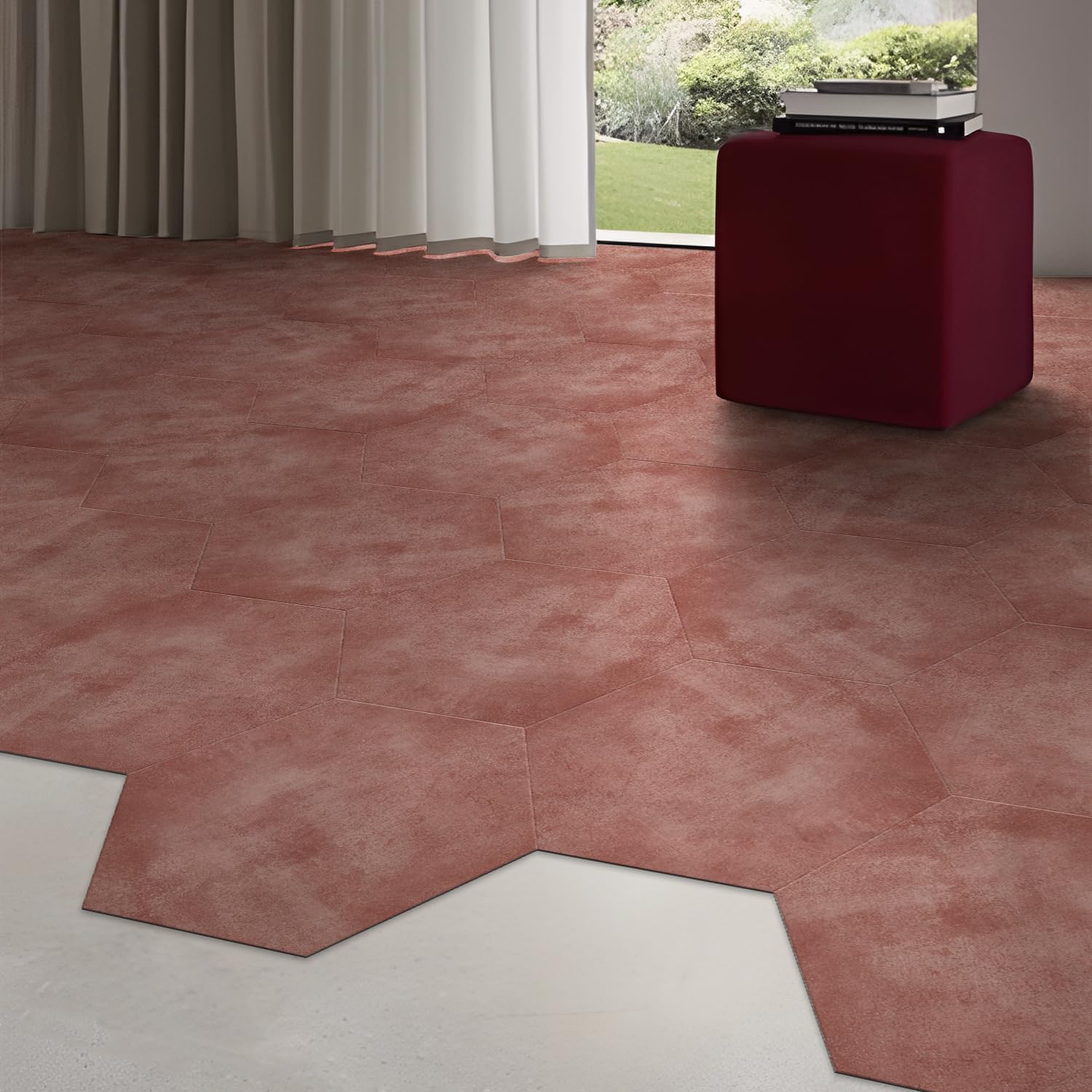 Alwayspon 24Pcs Hexagon LVT Flooring Peel and Stick