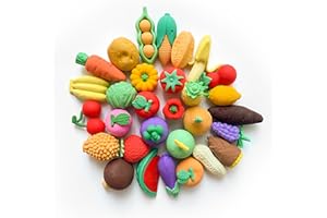 Kaemi 30 Pcs Fruit Erasers Desk Pets for Kids Classroom Prizes Fun Cool 3D Puzzle Food Erasers Bulk Mini Cute Pencil Eraser Pals Toys for Party Favors Treasure Box Goodie Bag Stuffers