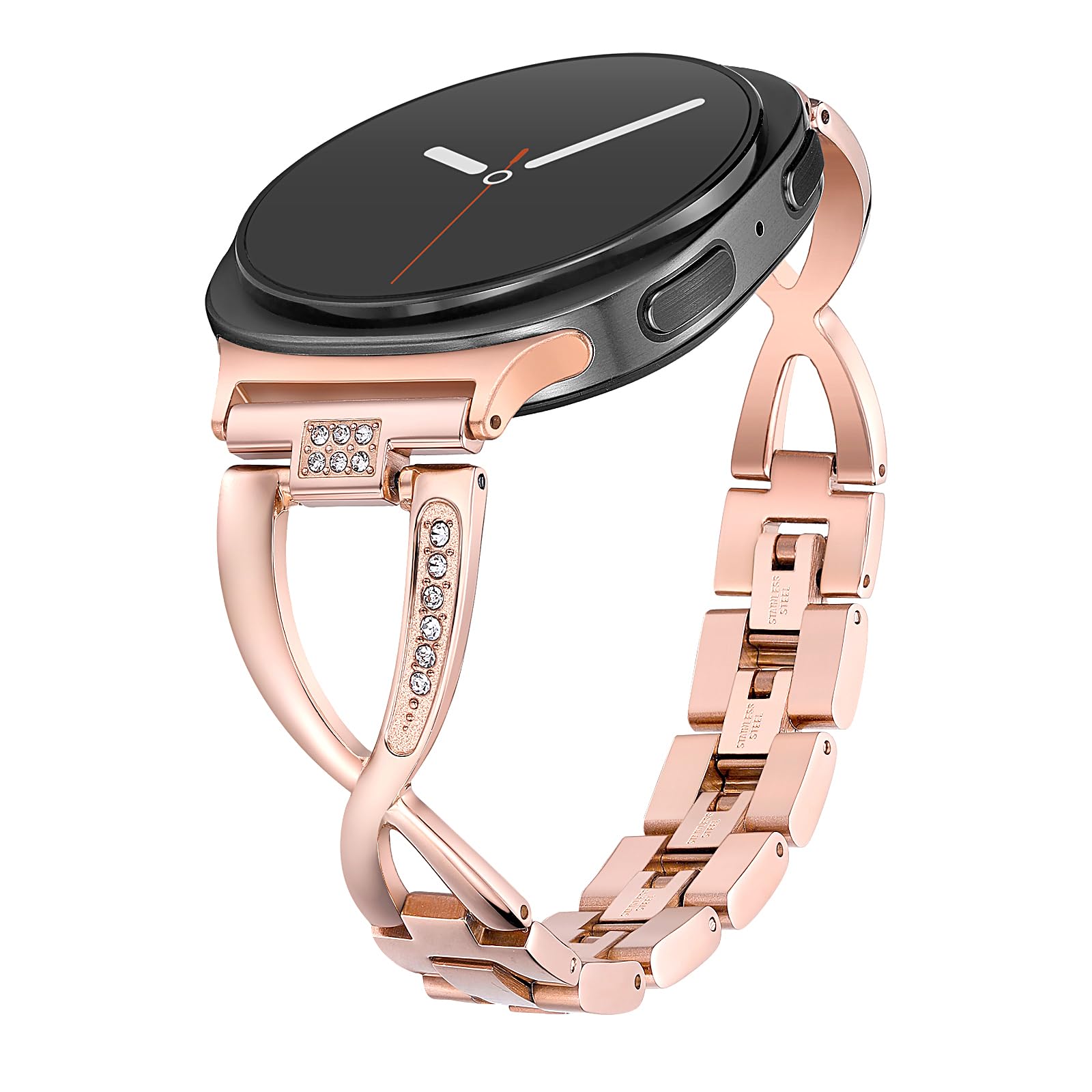 Photo 1 of Mtozon Dressy Bling Bands Compatible with Samsung Galaxy Watch 8 40mm/44mm Watch8 Classic 46mm Women Stainless Steel Replacement Wristbands, Rose Gold