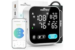 Bluetooth Blood Pressure Machine for Home Use – Easy@Home Smart BP Monitor with Free MyHeartPal App, Voice Function & LED Scr