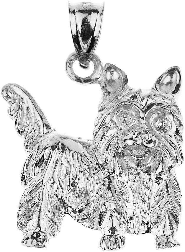 Claddagh GoldPolished 925 Sterling Silver Yorkshire Terrier Dog Charm Pendant
