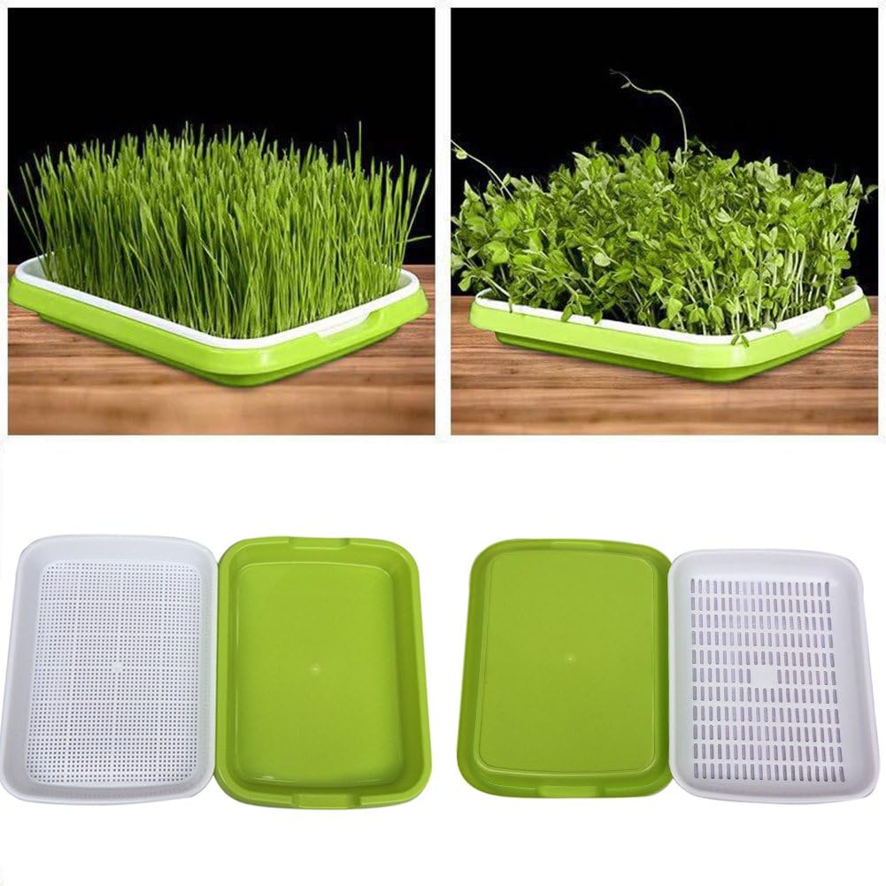 Seed Sprouter Tray BPA Free Nursery Tray for Seedlings Wheat Grass Grower Planter Hydroponics Seed Germination Tray Plate for Garden Home Office by Yunhigh
