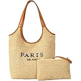 OWGSEE Straw Tote Bags for Women, Summer Straw Purses and Handbags Shoulder Woven Raffia Beach Bag with Coin Purse