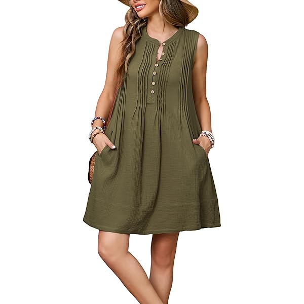 knee length dresses for ladies Women's Plus Size Linen Front Button Dress Brigit ❤ menique main image 0
