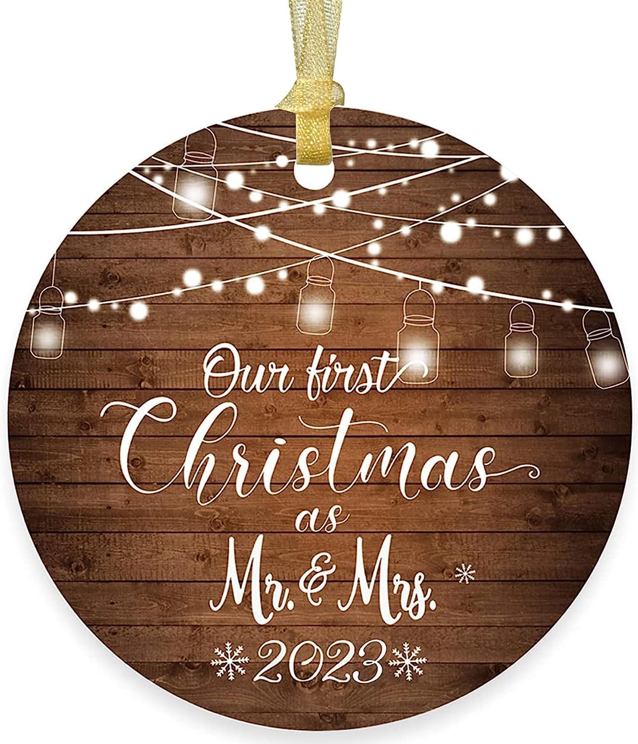 Ornaments - Wedding Gift for Couples 2023, Bridal Shower Gifts, 1st Christmas Married Ornament for Newlywed Gifts, 3.5 Inches Our First Christmas as Mr and Mrs Ornament