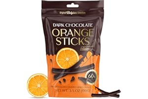 BeeMax Decadent Belgian Dark Chocolate Orange Sticks - Gourmet Covered 60% Dark Chocolate Dried Orange Peels, 3.5 oz Resealable Pouch, Non-GMO, Perfect Treat for Chocolate Lovers, Full Size