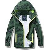 IjnUhb Boys Rain Jacket with Detachable Hood Lightweight Raincoats for Kids
