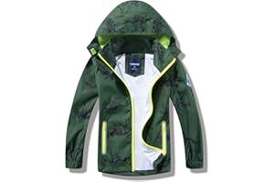 IjnUhb Boys Rain Jacket with Detachable Hood Lightweight Raincoats for Kids