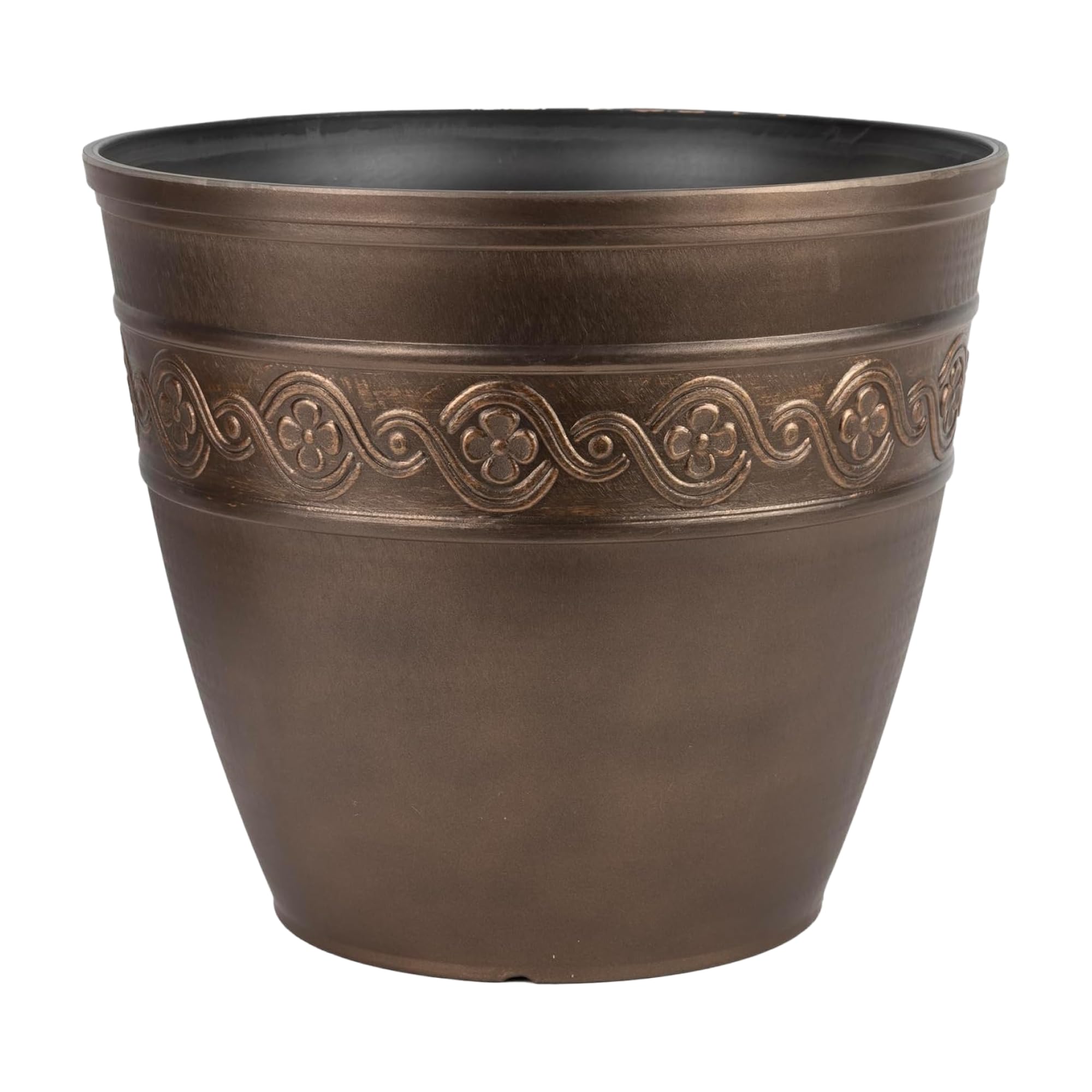 Classic Home and Garden Corinthian Resin Flower Pot Planter, Bronze, 8"